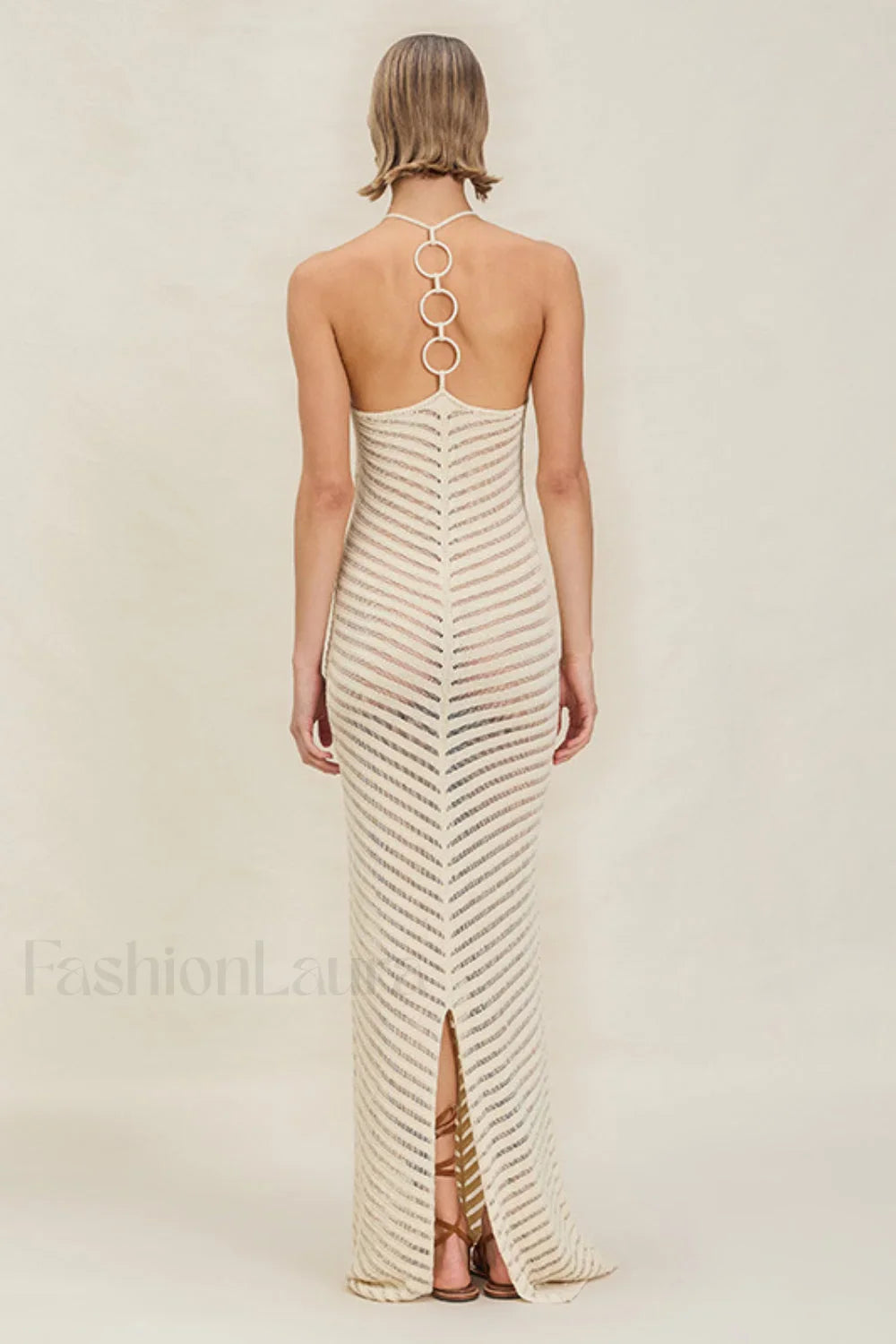 Knit Cutout Halter Bodycon Maxi Dress