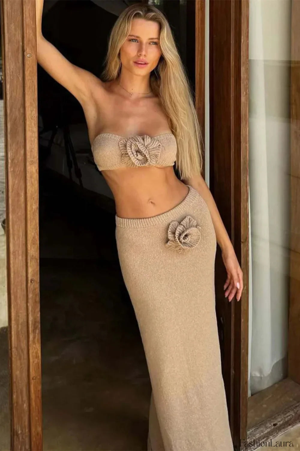 Knit Floral Patchwork Tube Top Boho Dress