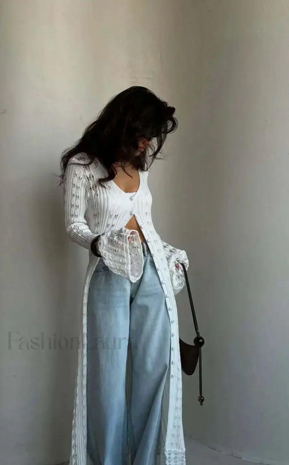 Knitted Flare Long Sleeve Beach Cardigan