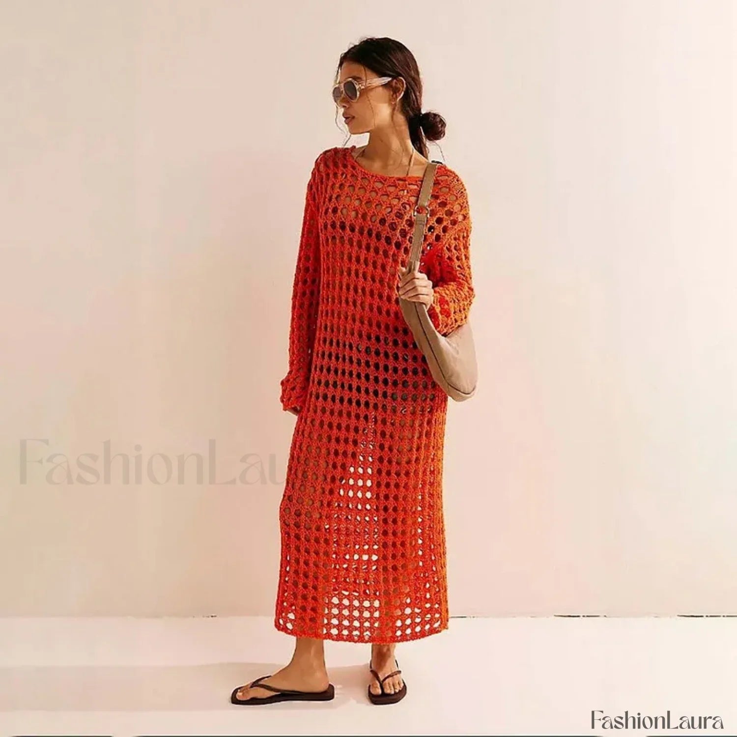 Knitted Hollow Long Dress Cover Up
