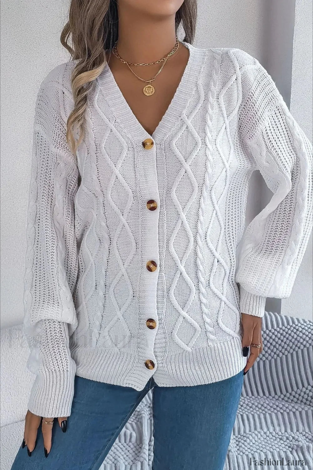 Knitted Long Sleeve Loose Single Breasted Cardigan