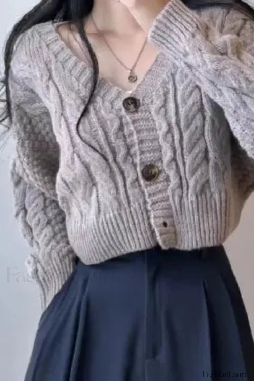 Knitted Open Front V Neck Slim Cardigan