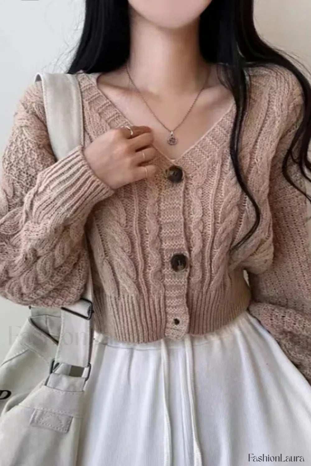 Knitted Open Front V Neck Slim Cardigan