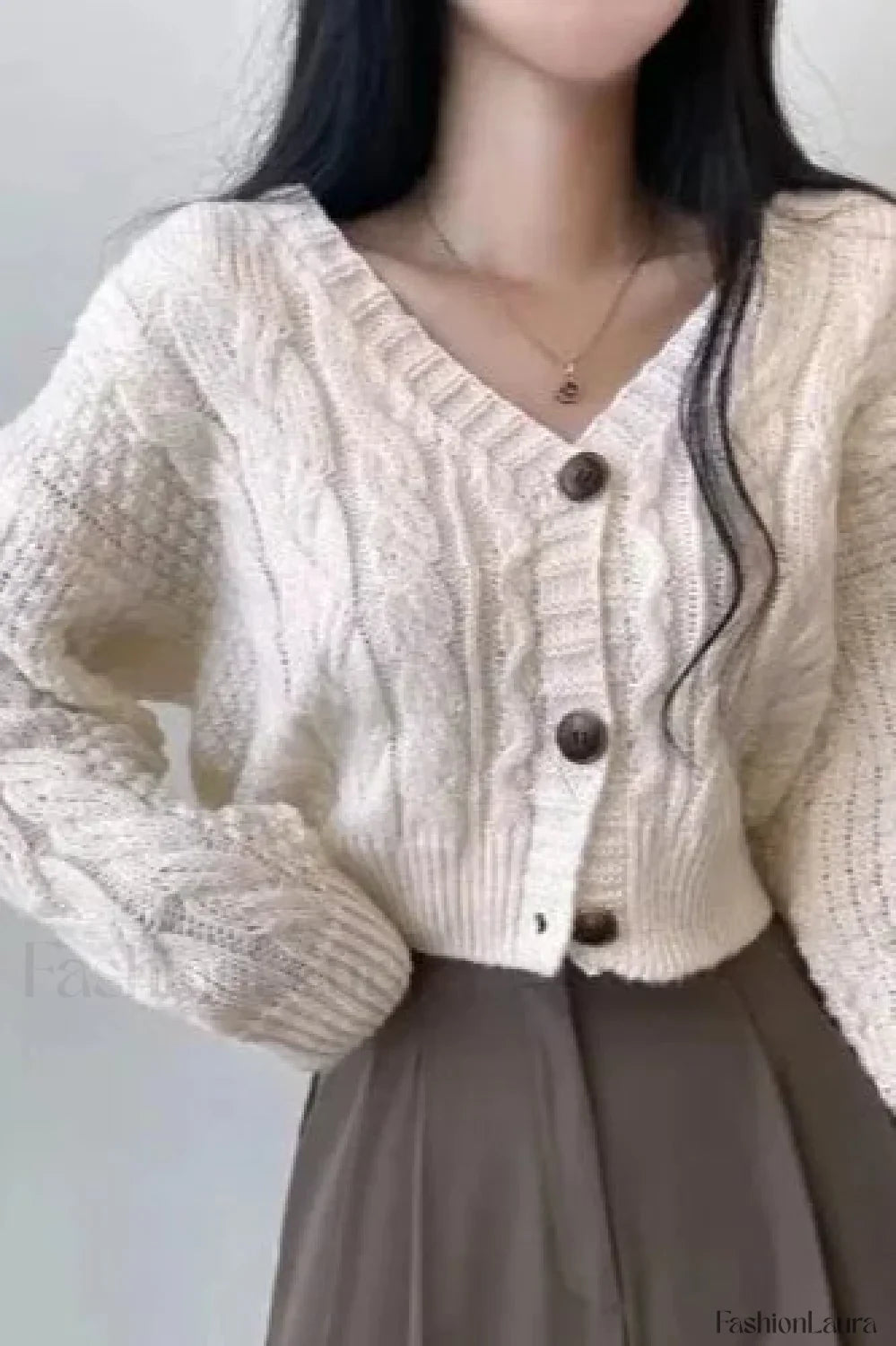 Knitted Open Front V Neck Slim Cardigan