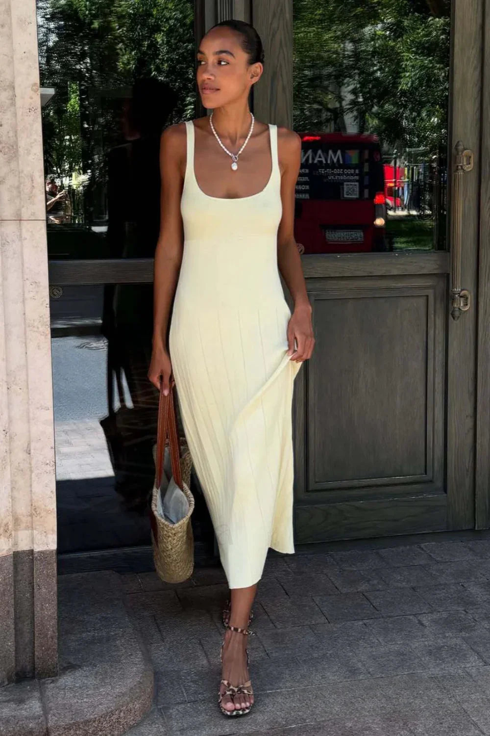 Knitted Sleeveless Halter Strappy Maxi Dress