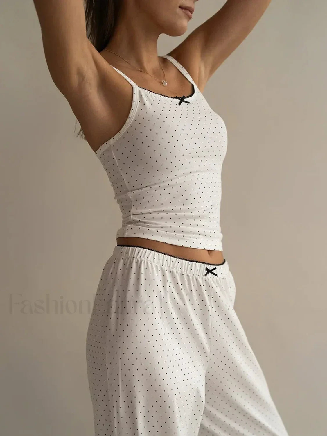 Knitted Sleeveless Strap Pants Two Piece Set