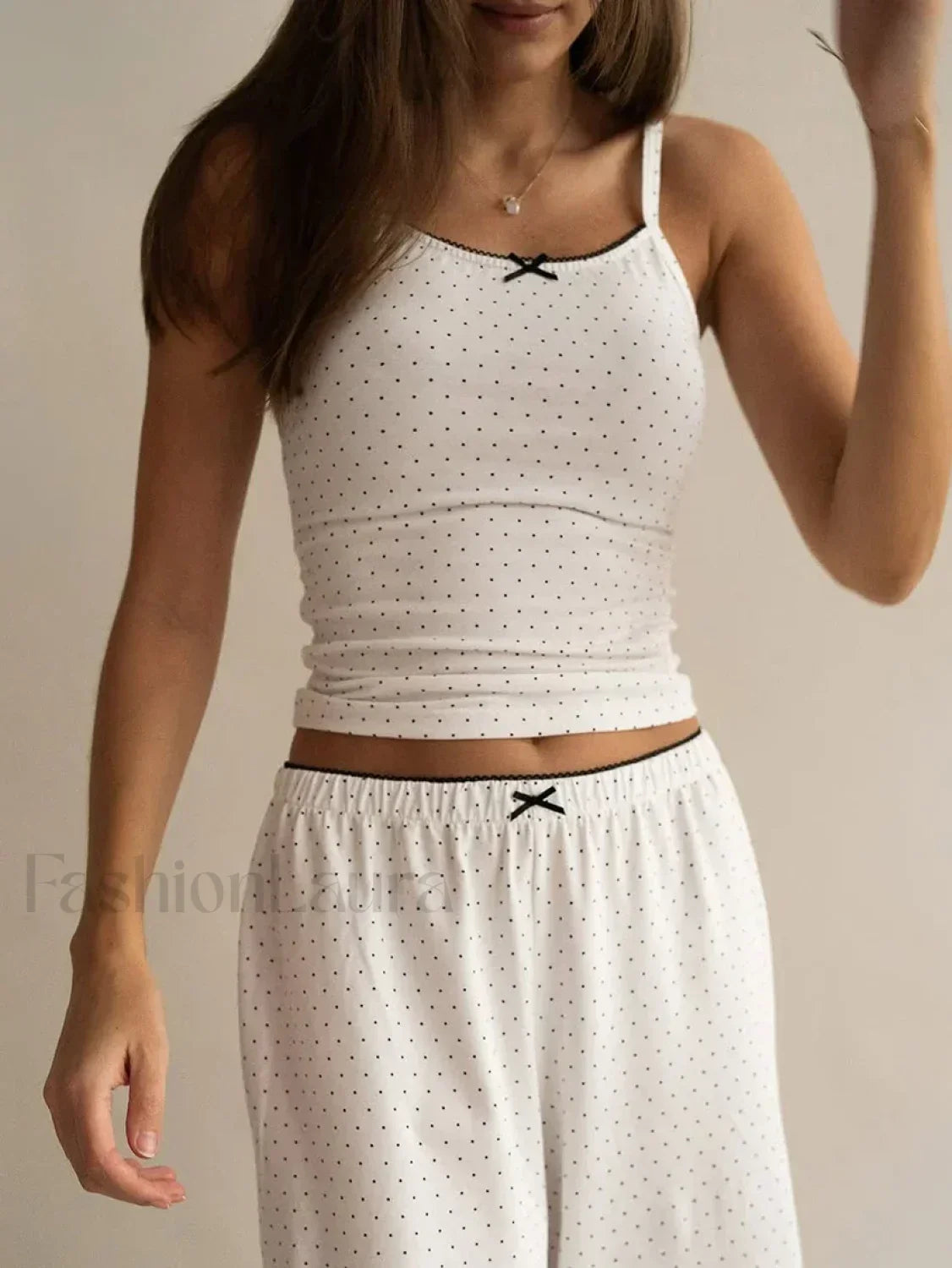 Knitted Sleeveless Strap Pants Two Piece Set