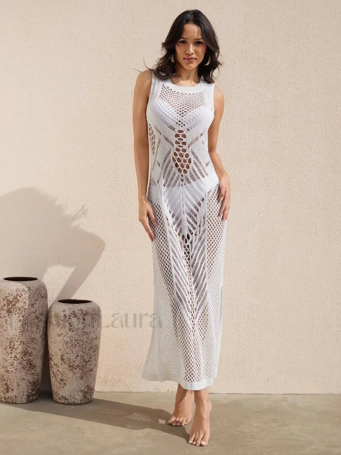 Knitted Transparent Long Dress Cover Up