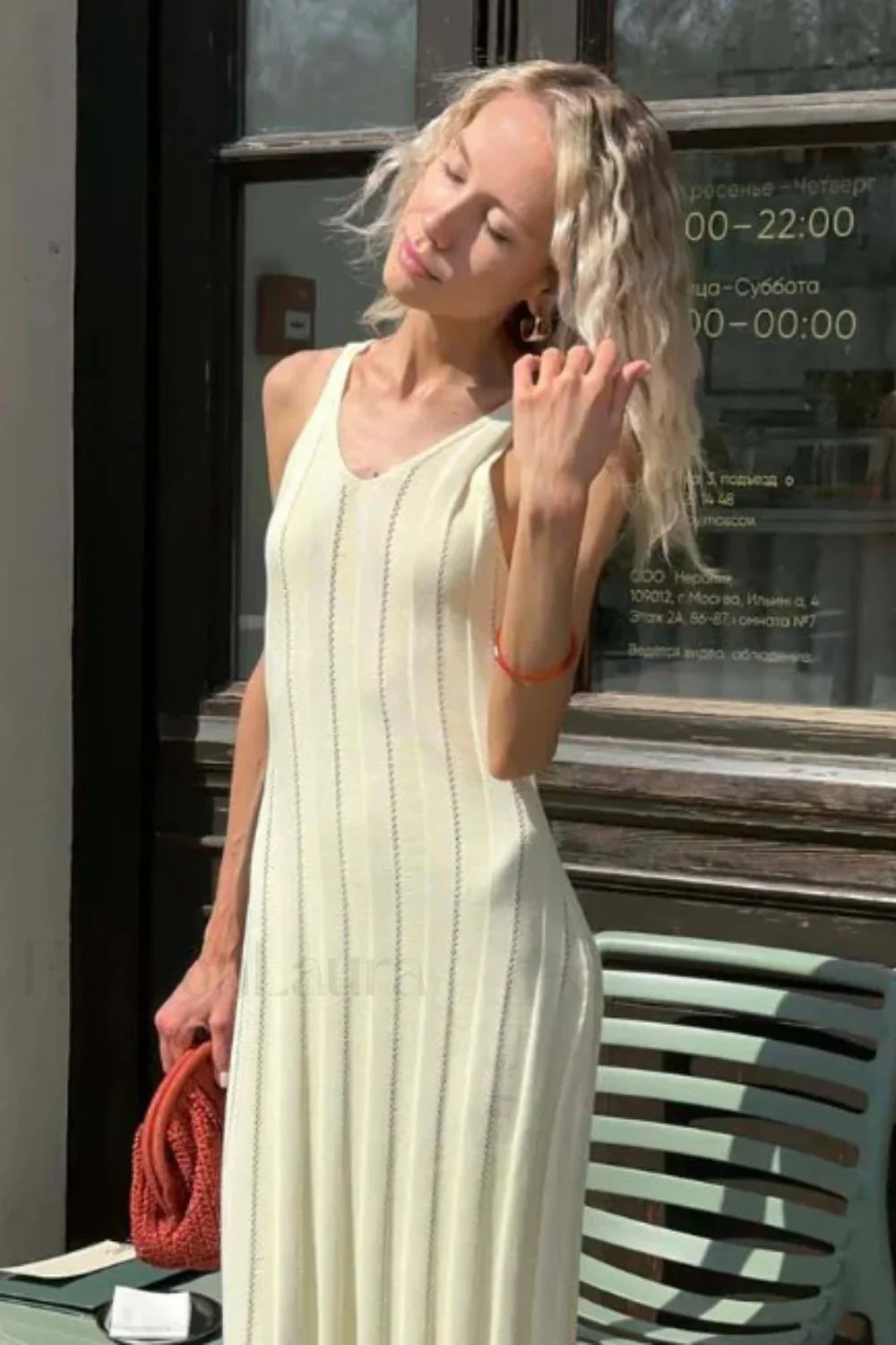 Knitted V-Neck Sleeveless Halter Maxi Dress