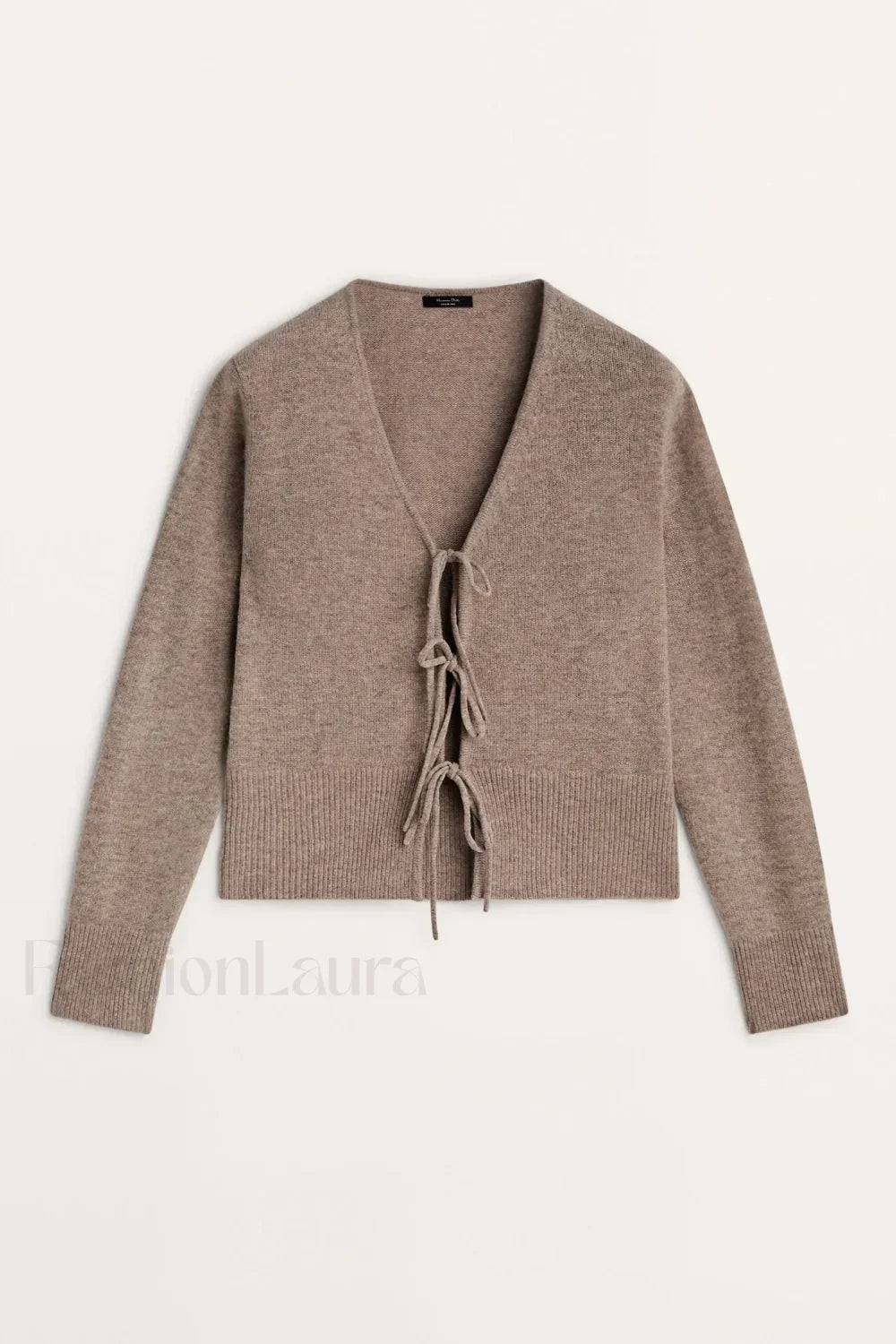 Knot Design Wool Blend Cardigan Camel / XS