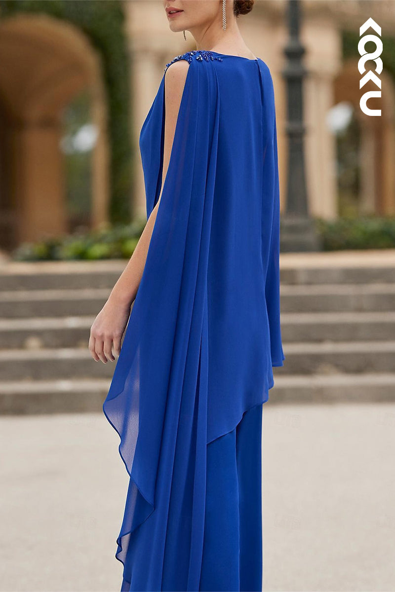 M6234 - Simple & Casual Two-Piece Sleeveless Chiffon Mother of the Bride Dress