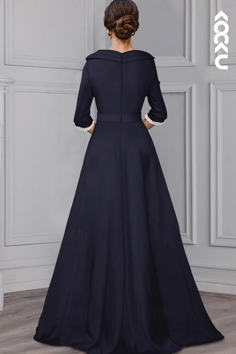 M6187 - Two-Piece Simple & Casual Long Sleeves V-Neck Mother of the Bride Dress