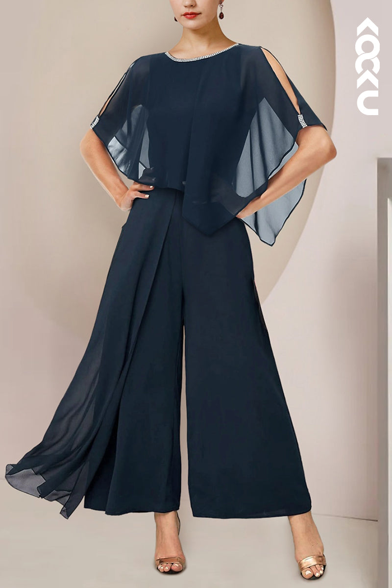 M6199 - Simple & Casual Three-Piece Chiffon Mother of the Bride Dress