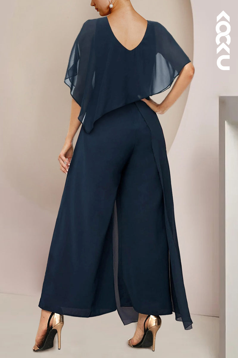 M6199 - Simple & Casual Three-Piece Chiffon Mother of the Bride Dress