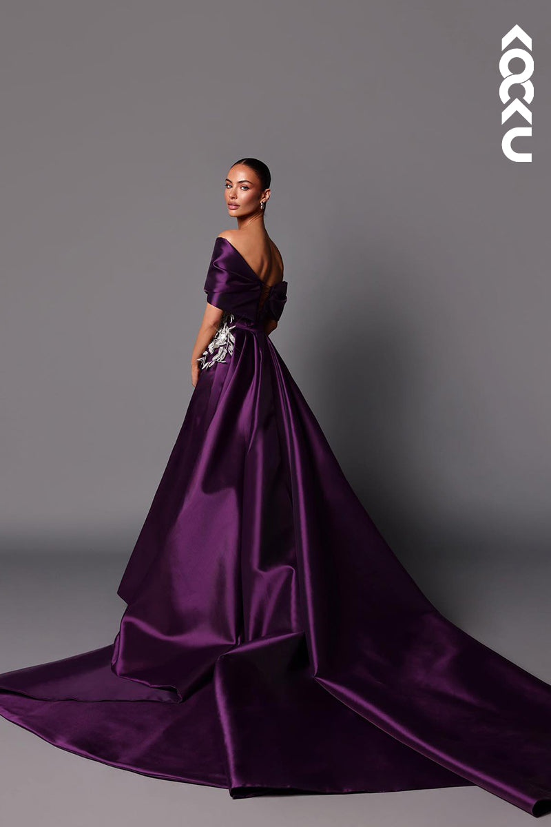 L2994 - Classic & Timeless Off-Shoudler Side Slit Sheath Party Prom Dress