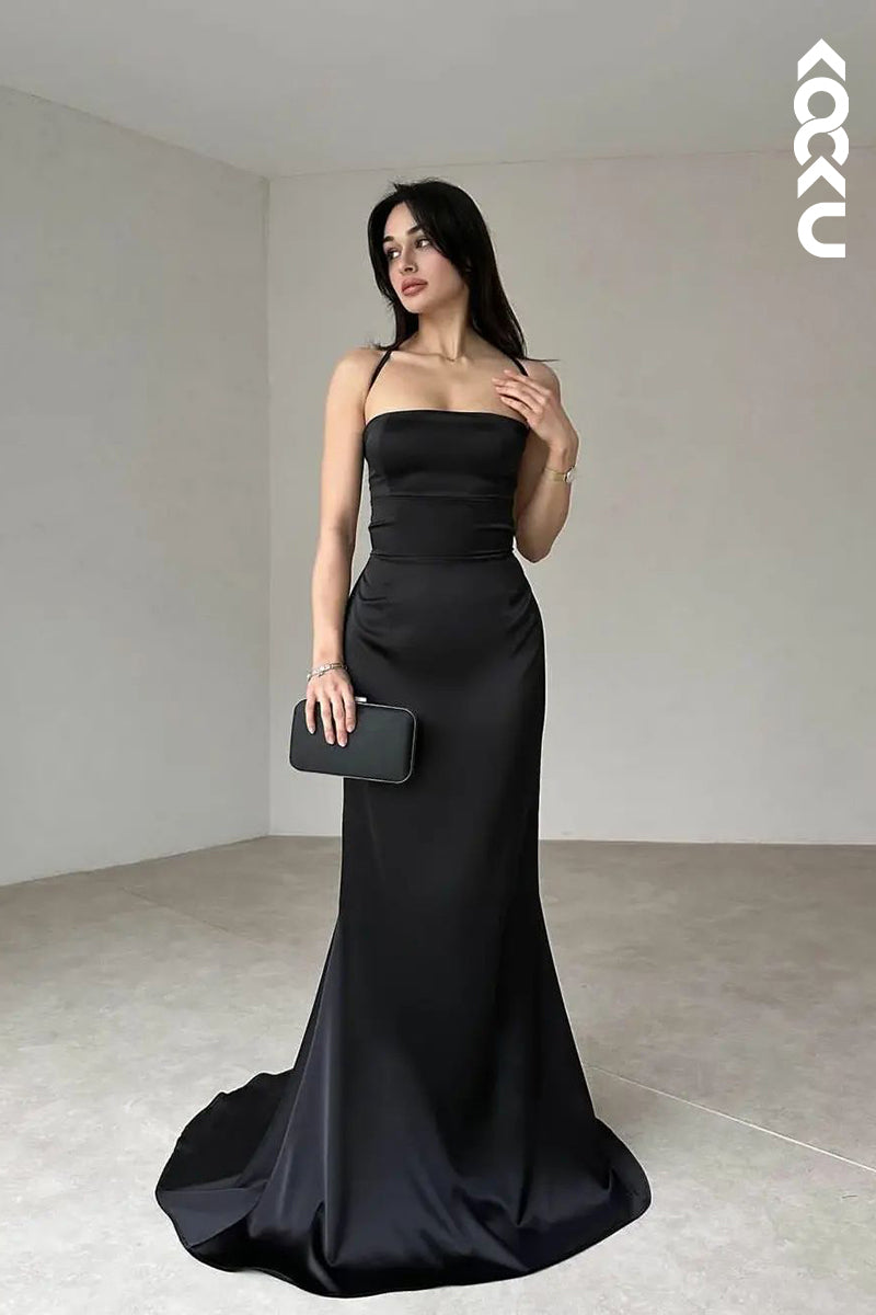 L2853 - Chic & Modern Criss-Cross Straps Sleeveless Trumpet Evening Party Prom Dress