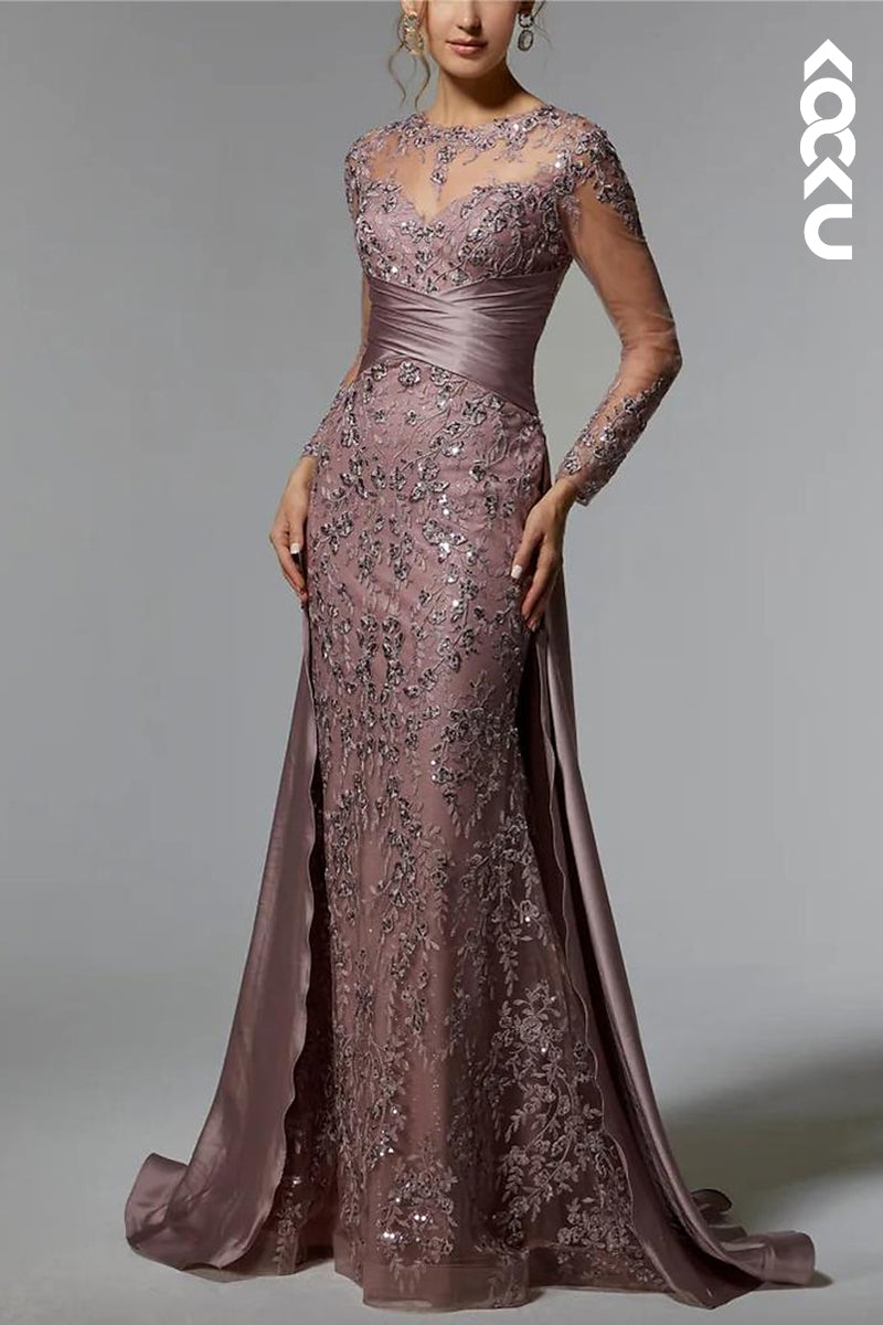 L3056 - Couture & Ornate Trumpet/Mermaid Long Sleeves Sparkly Evening Party Prom Dress