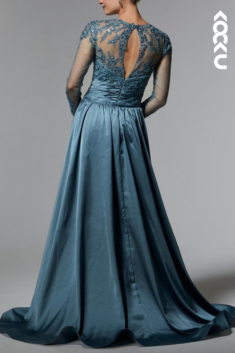 L3056 - Couture & Ornate Trumpet/Mermaid Long Sleeves Sparkly Evening Party Prom Dress