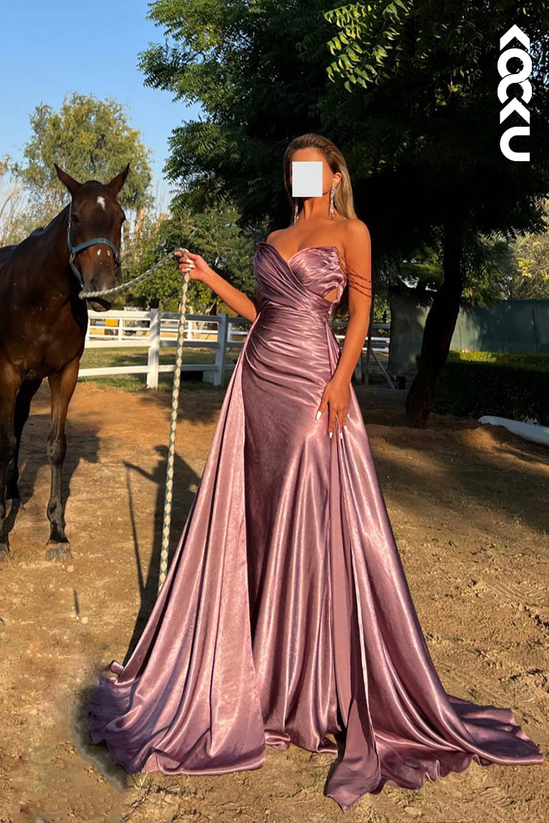 L2679 - Elegant & Luxurious Strapless Sleeveless Mermaid Ruched Formal Party Prom Dress