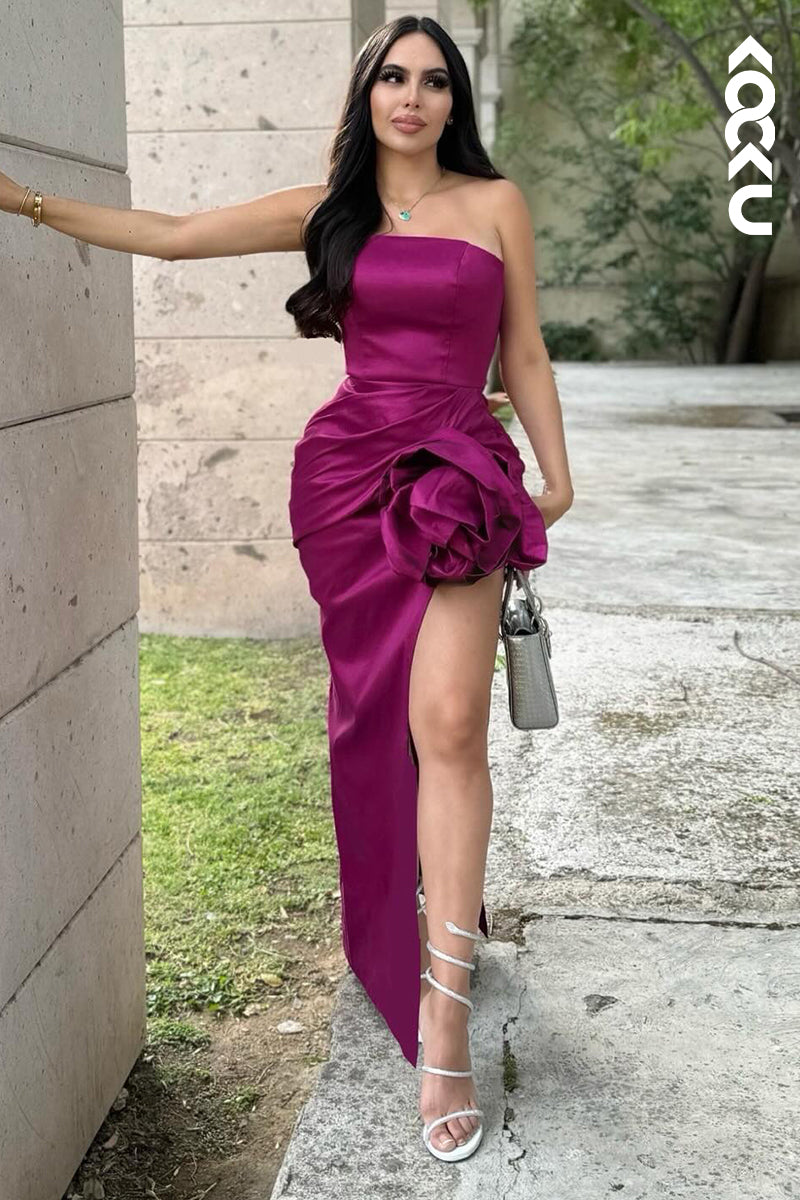 L2931 - Classic & Timeless Off-Shoulder Long Sleeves Side Slit Sheath Party Prom Dress