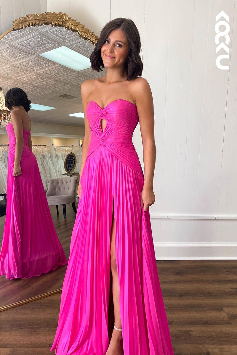 L2941 - Classic & Timeless Off-Shoudler Sleeveless Side Slit A-LIne Party Prom Dress
