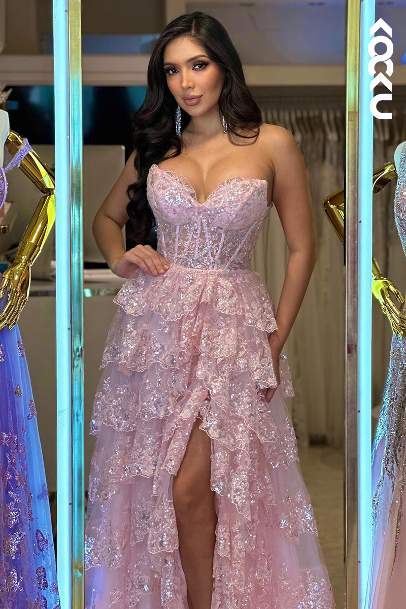 L2943 - Glamorous & Dramatic A-Line Appliques Off-Shoulder Sleeveless Party Prom Dress