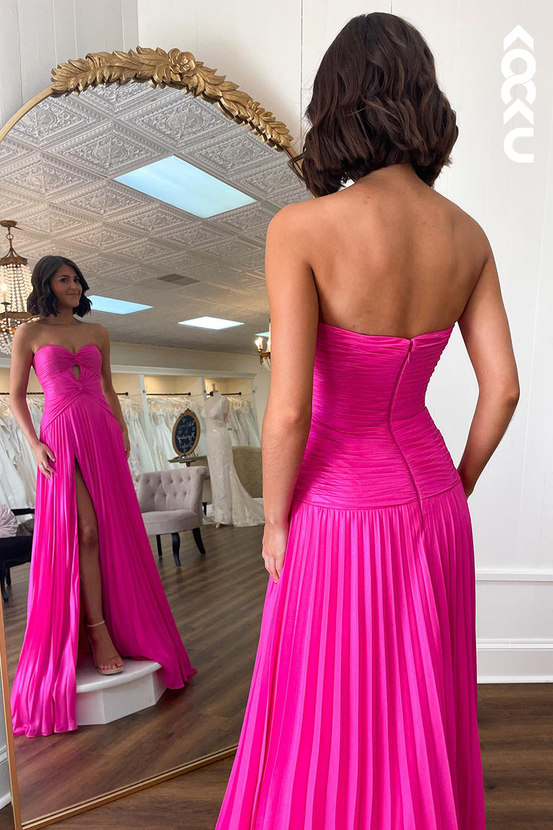L2941 - Classic & Timeless Off-Shoudler Sleeveless Side Slit A-LIne Party Prom Dress