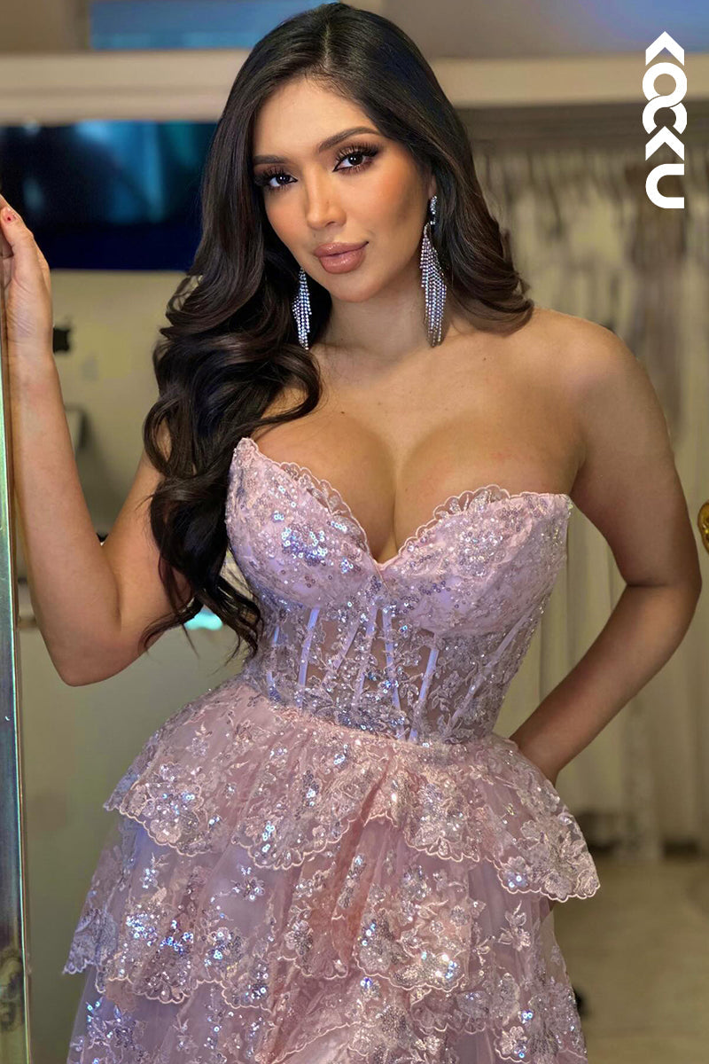 L2943 - Glamorous & Dramatic A-Line Appliques Off-Shoulder Sleeveless Party Prom Dress