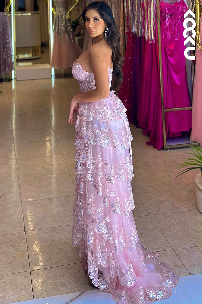 L2943 - Glamorous & Dramatic A-Line Appliques Off-Shoulder Sleeveless Party Prom Dress