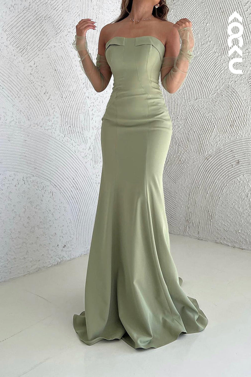 L2692 - Simple & Casual Off-Shoulder Sleeveless Mermaid Party Prom Dress