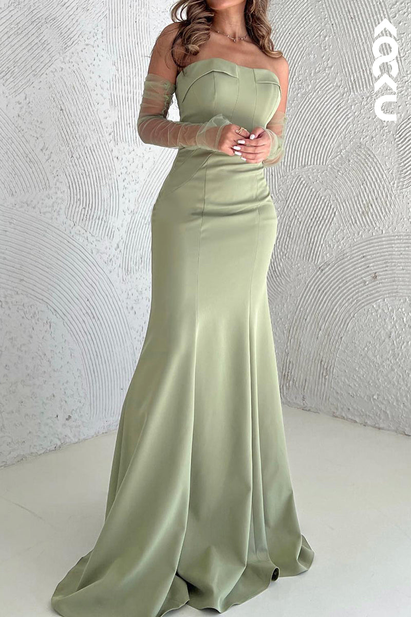 L2692 - Simple & Casual Off-Shoulder Sleeveless Mermaid Party Prom Dress