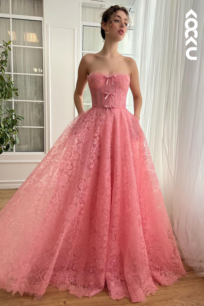 L2665 - Glamorous & Dramatic Off-Shoulder Sleeveless A-line Allover Applique Formal Prom Dress