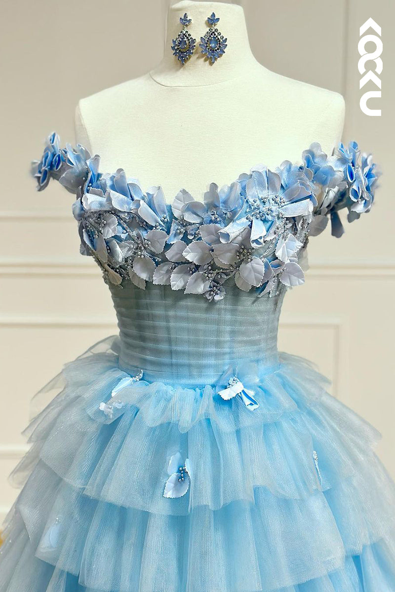 L2651 - Glamorous & Dramatic Off-Shoulder Sleeveless A-line Tulle Formal Party Prom Dress