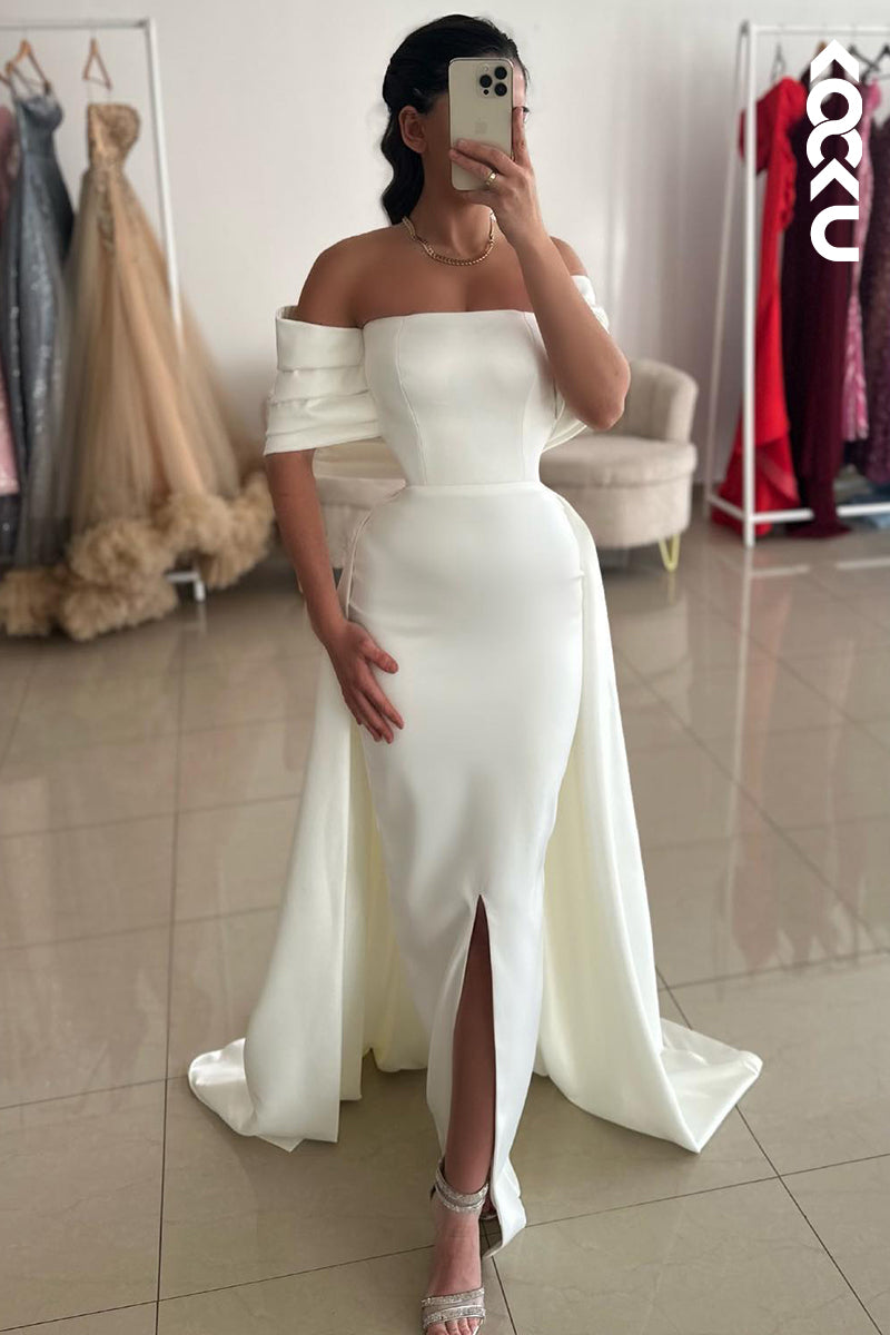 L2857 - Sheath/Column Off-Shoulder Sleeveless Party Prom Dress With Slit