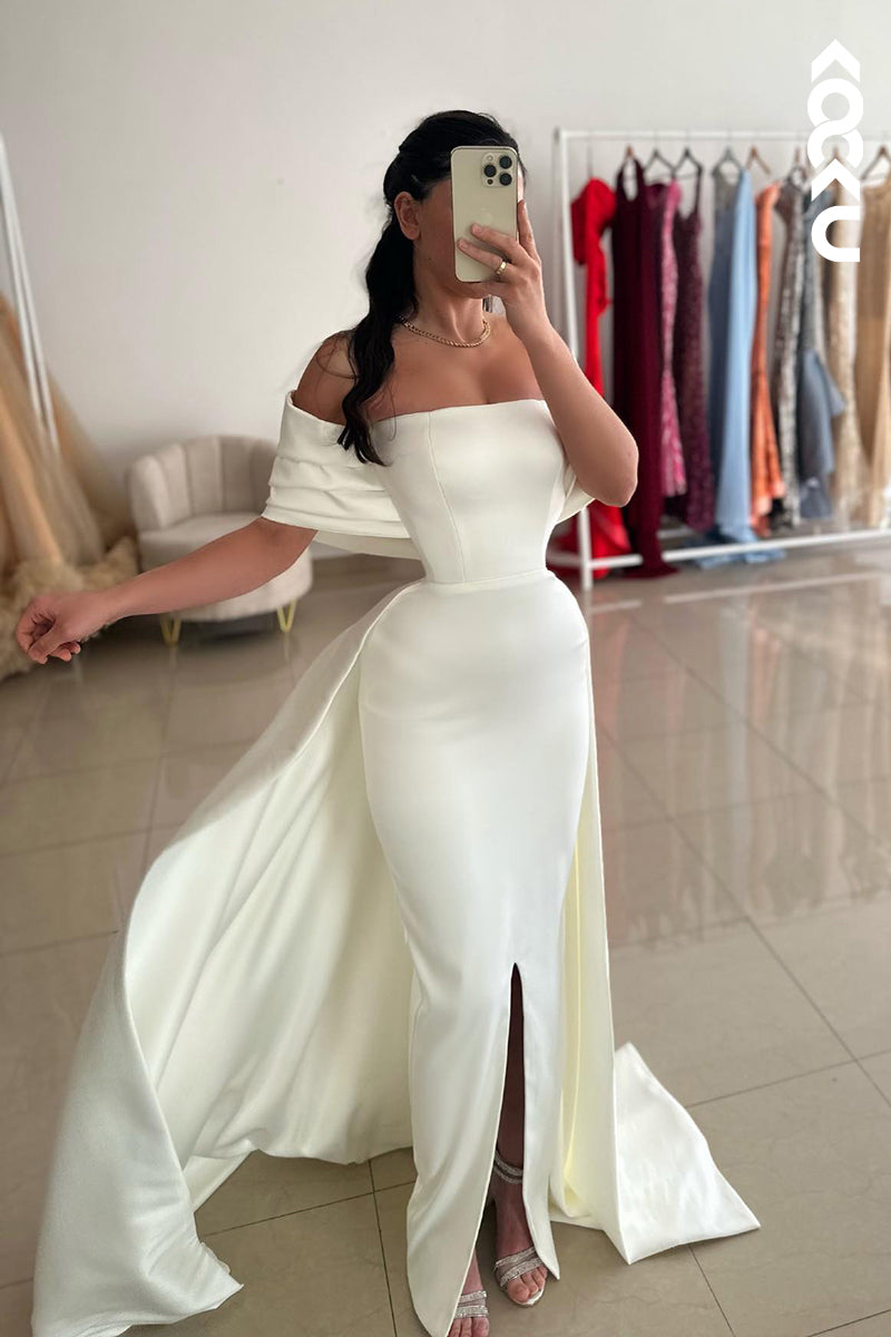 L2857 - Sheath/Column Off-Shoulder Sleeveless Party Prom Dress With Slit