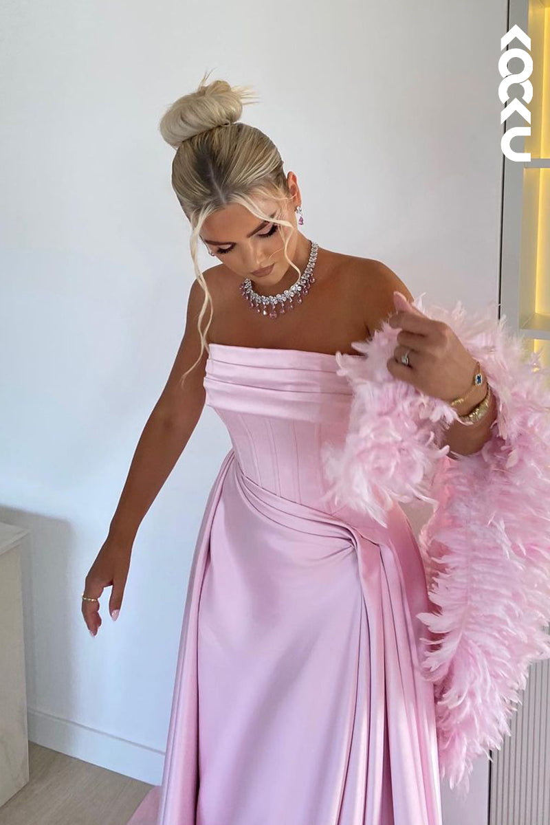 L2673 - Simple & Casual Off-Shoulder Sleeveless A-line Ruched Formal Party Prom Dress