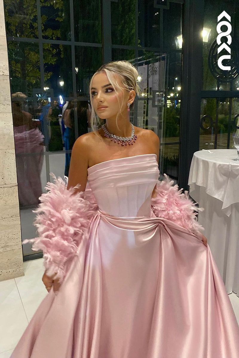 L2673 - Simple & Casual Off-Shoulder Sleeveless A-line Ruched Formal Party Prom Dress