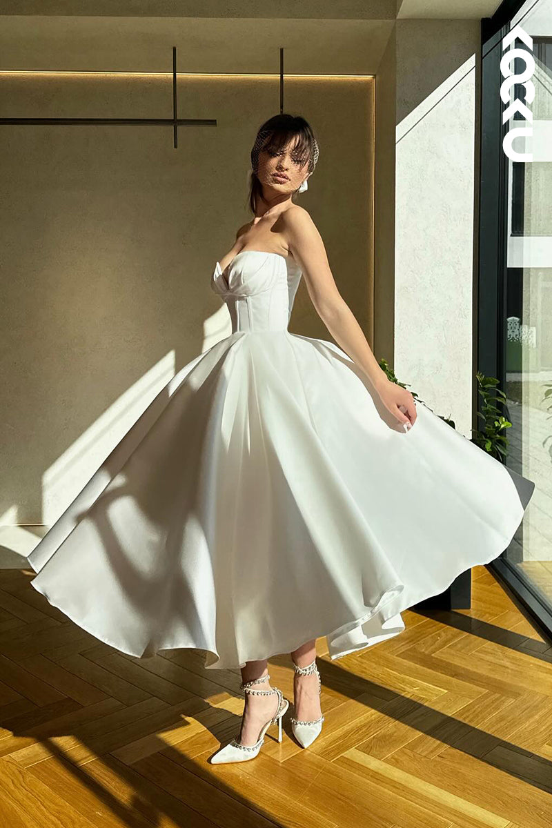 L2784 - Couture & Ornate V-neck A-line Sleeveless Strapless Eleagant Formal Prom Dress