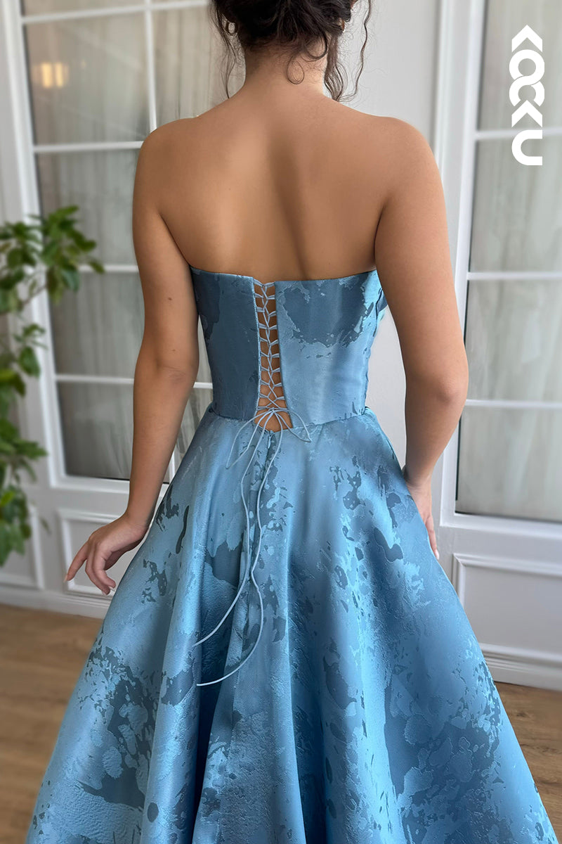 L2664 - Gorgeous & Charming Off-Shoulder Sleeveless A-line Side Slit Formal Party Prom Dress
