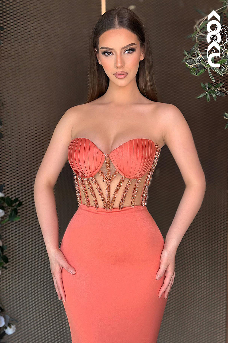 L2725 - Couture & Ornate Off-Shoulder Sleeveless Sheath Rhinestone Prom Dress