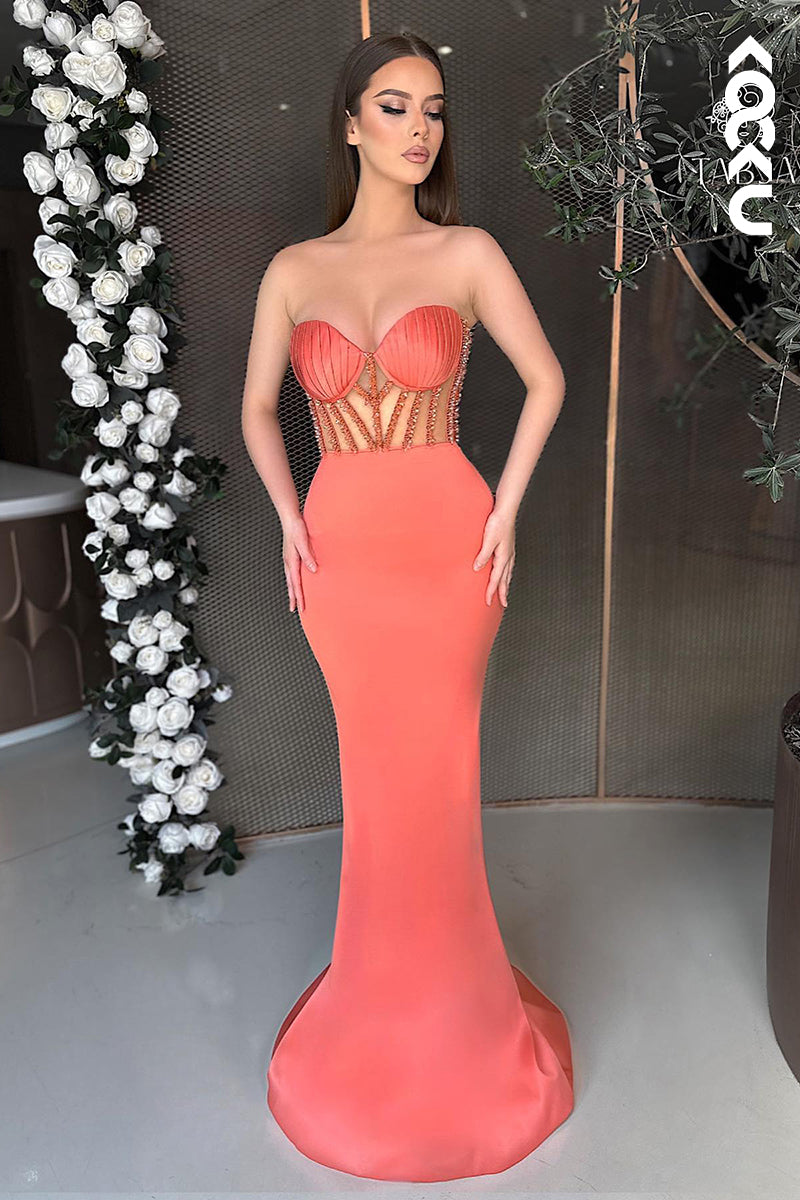 L2725 - Couture & Ornate Off-Shoulder Sleeveless Sheath Rhinestone Prom Dress