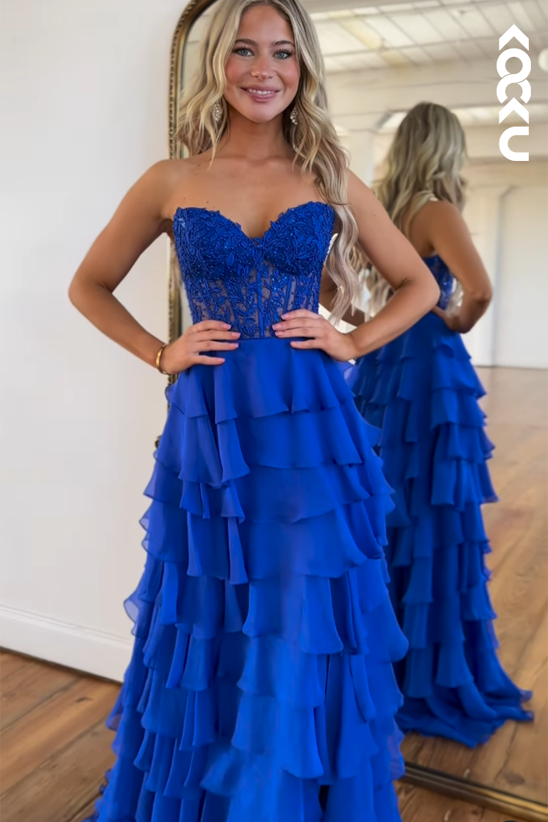 L2746 - Couture & Ornate A-line Sweetheart Ruched Sleevelss Formal Party Prom Dress