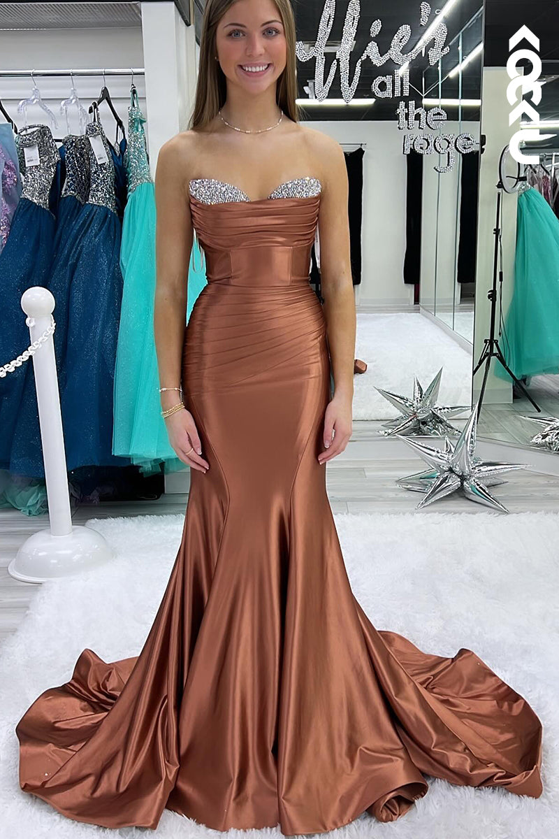 L2683 - Trumpet/Mermaid Off-Shoulder Sleeveless Elegant Party Prom Dress With Rhinestones