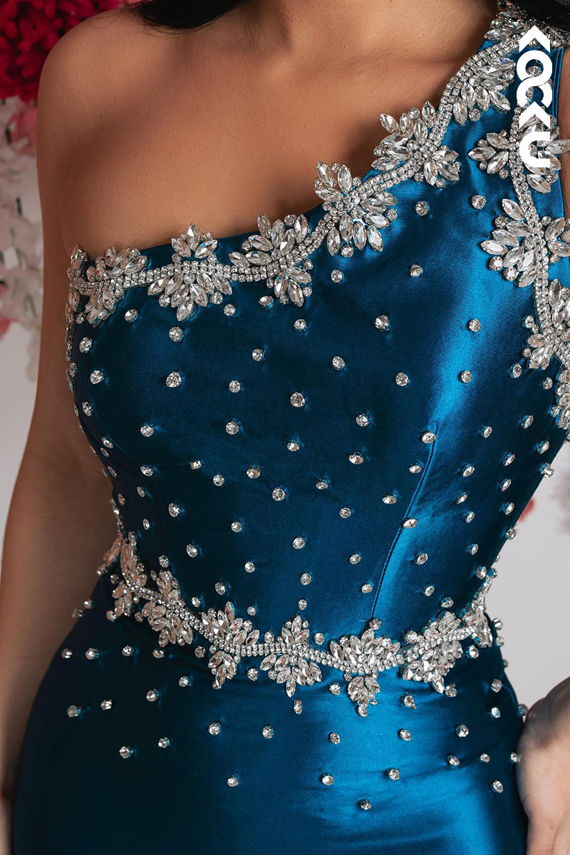 L3006 - Elegant & Luxurious Trumpet/Mermaid Rhinestone One Shoudler Evening Party Prom Dress