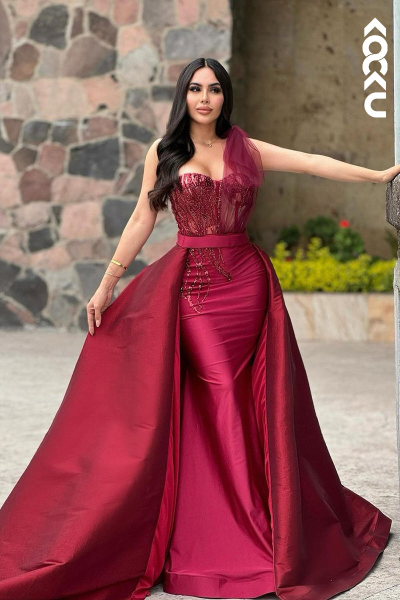 L2641 - Glamorous & Dramatic One Shoulder Sleeveless Mermaid Evening Party Prom Dress