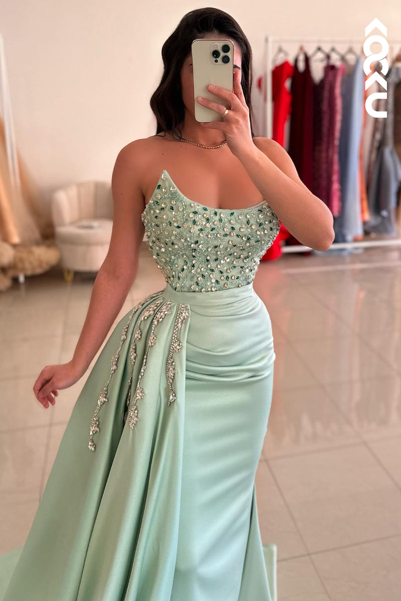 L2856 - Gorgeous & Charming Sleeveless Scoop Rhinestone Sheath Party Prom Dress