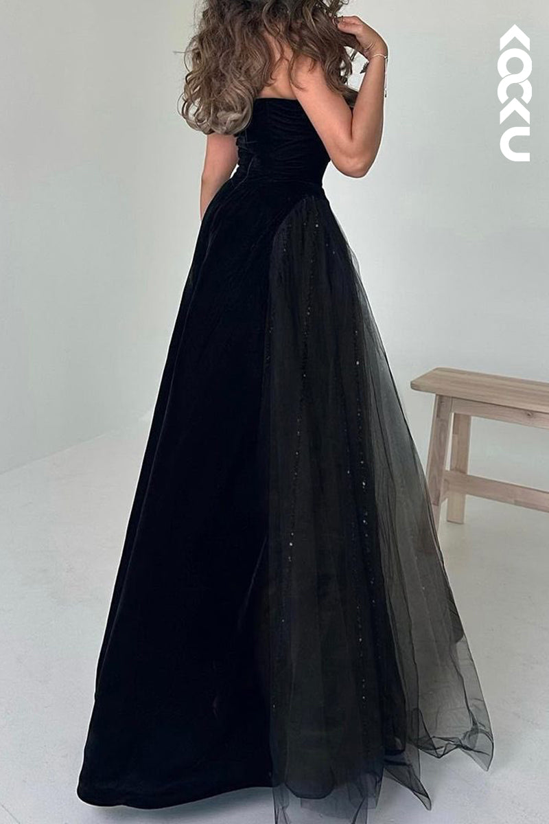 L2709 - Gorgeous & Charming Scoop Sleeveless A-line Sparkly Tulle Evening Party Prom Dress