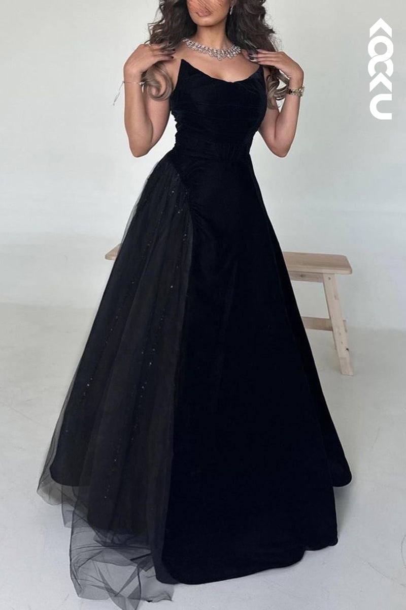 L2709 - Gorgeous & Charming Scoop Sleeveless A-line Sparkly Tulle Evening Party Prom Dress