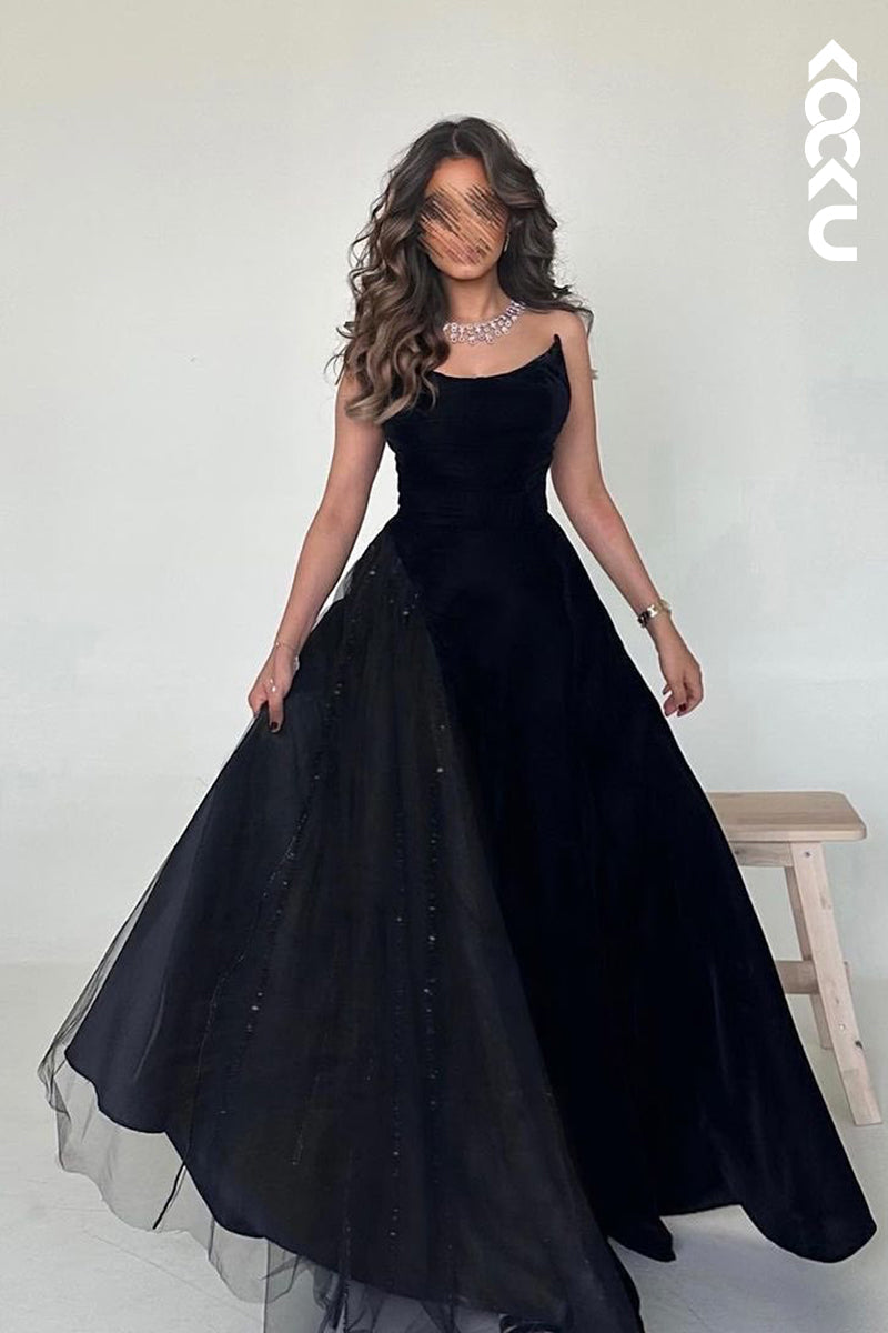 L2709 - Gorgeous & Charming Scoop Sleeveless A-line Sparkly Tulle Evening Party Prom Dress