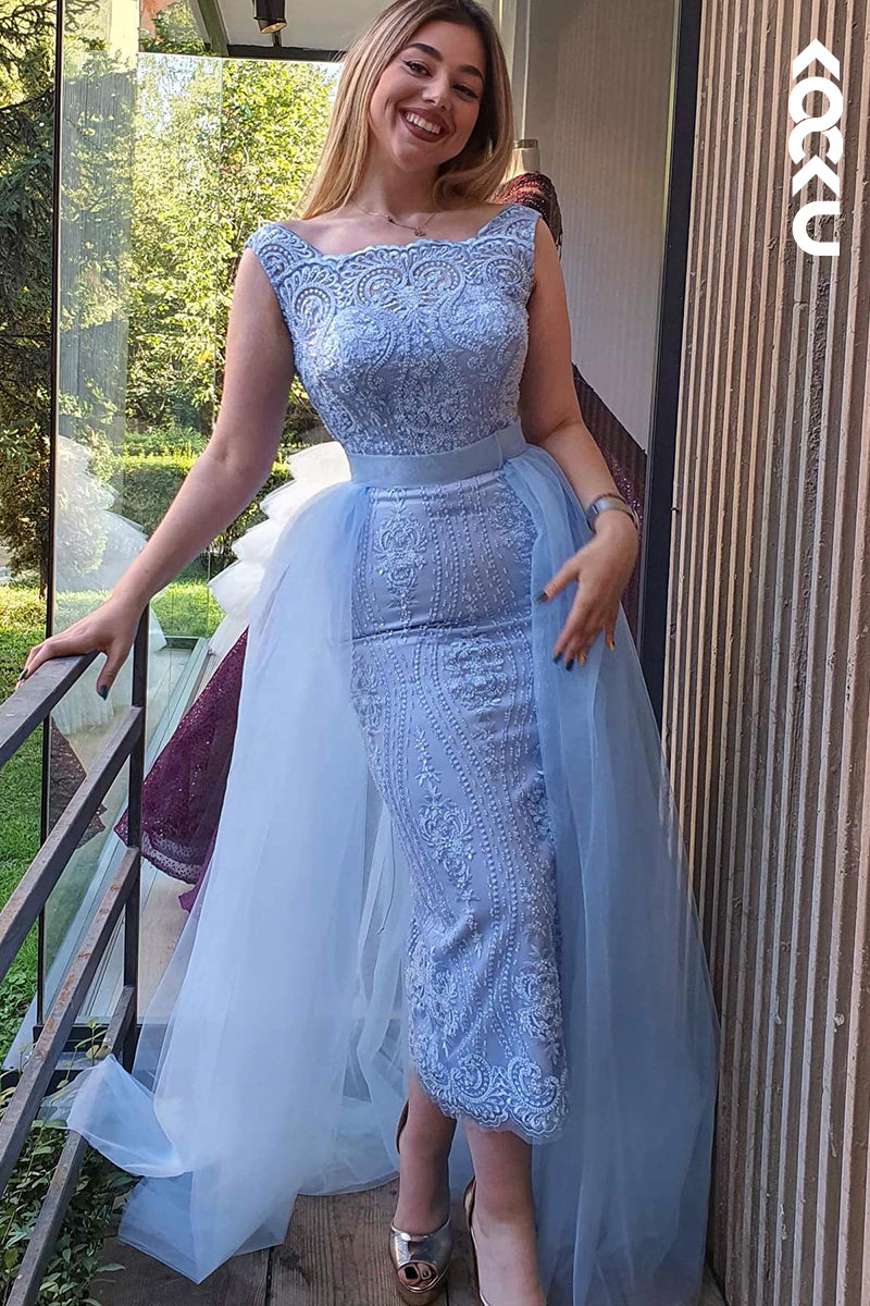 L2919 - Couture & Ornate Sheath/Column Sleeveless Applique Formal Party Prom Dress